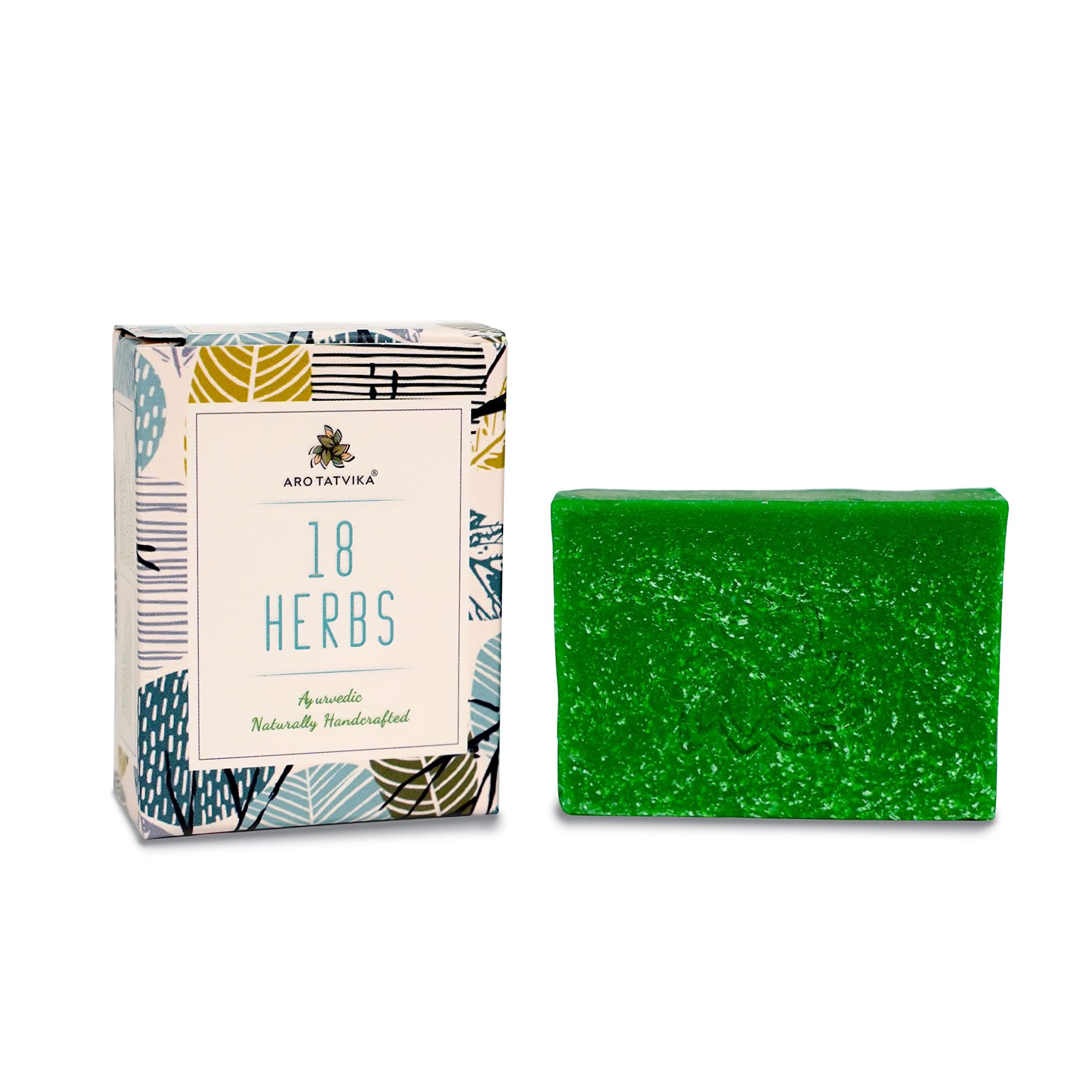 Arotatvika 18 Herbs Handmade Moisturizing Soap, Remove Excess Oil, Healthy And Refreshing Bathing Bar With Long Lasting Soothing Scent, All Skin Types, 100Gm (Pack Of 1)