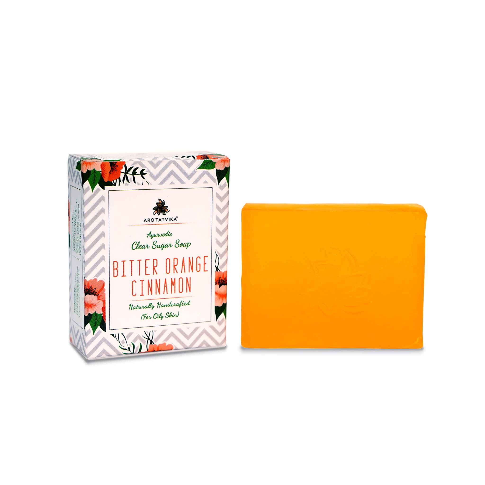Arotatvika Glycerine Handmade Soap, Bitter Orange Cinnamon Clear Sugar Soap, 100G