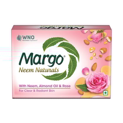 Margo Neem Naturals Soap, Enriched With Almond Oil & Rose, Soap For Clear & Radiant Skin, [40Gm X 5]