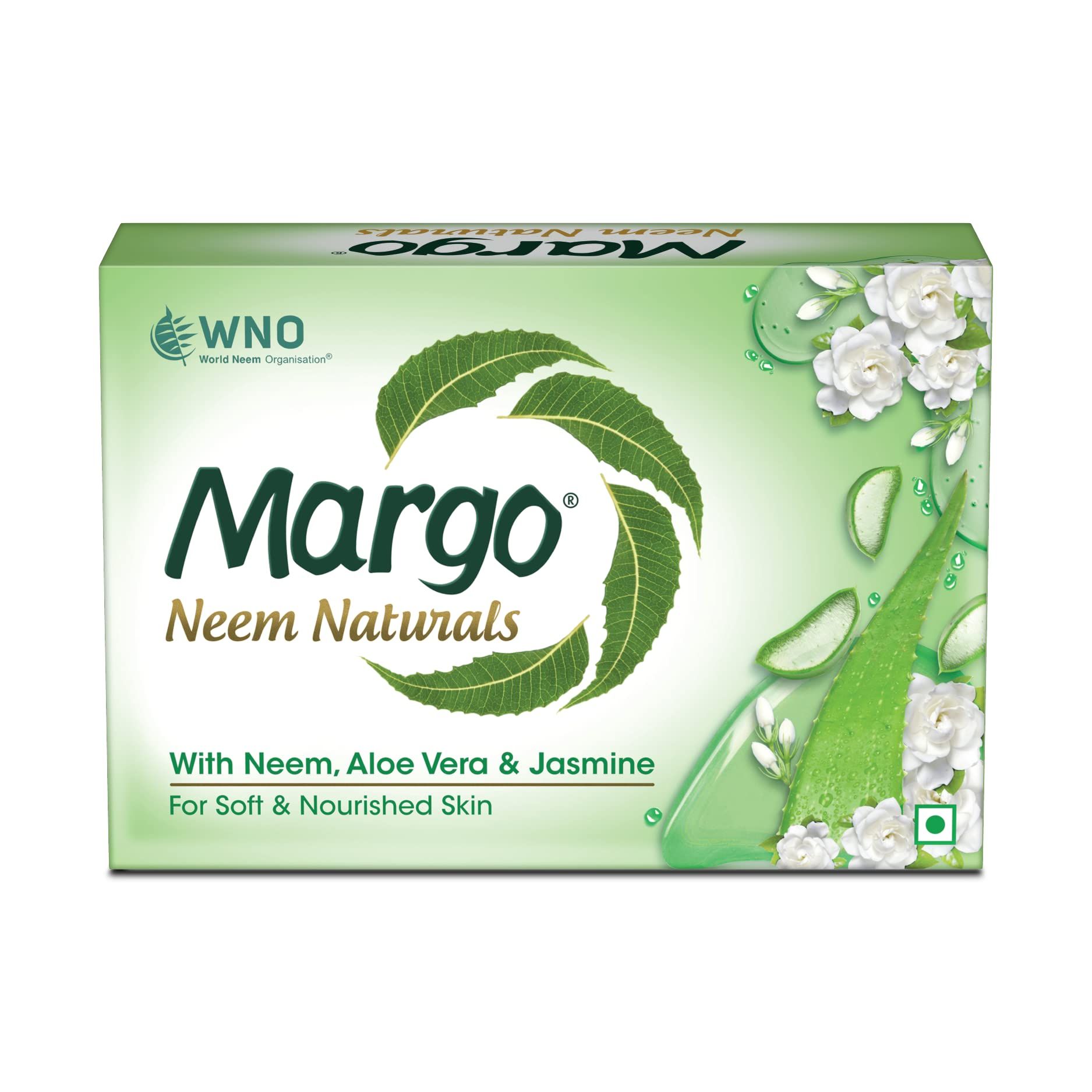 Margo Neem Naturals Soap, Enriched With Aloe Vera & Jasmine, Soap For Soft & Nourished Skin [40Gm X 5]