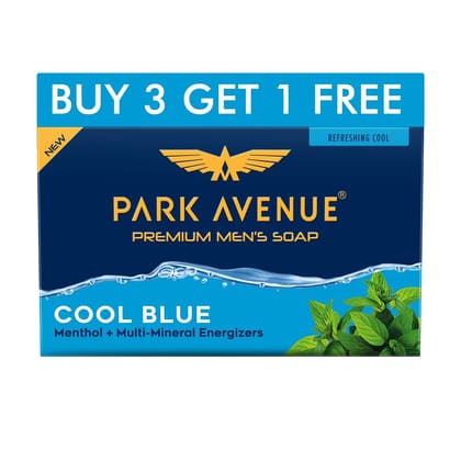 Park Avenue Premium Men's Soap, Cool Blue With Menthol & Multi, Mineral Energizers, Citrus, 125 G, Pack Of 4