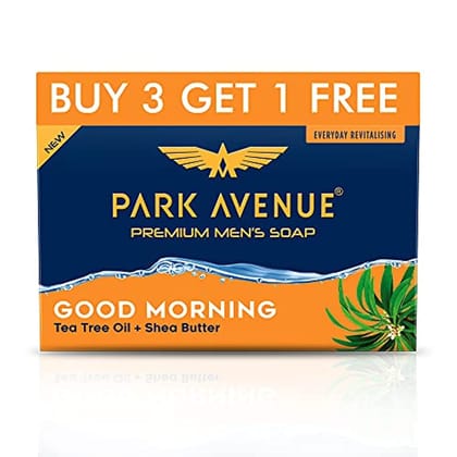 Park Avenue Premium Mens Soap, Tea Tree Oil+Shea Butter, 125G (Buy 3 Get 1)