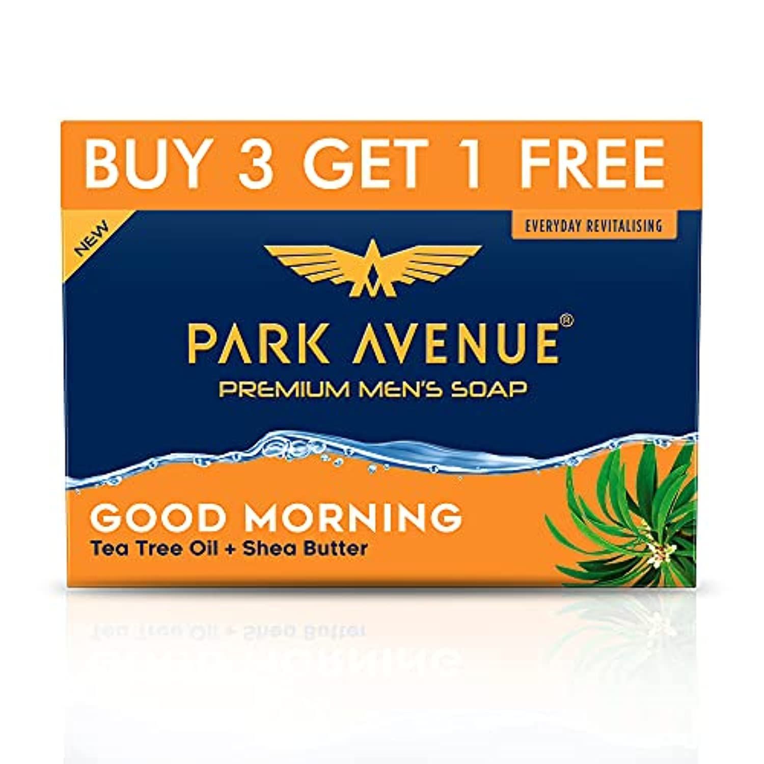 Park Avenue Premium Mens Soap, Tea Tree Oil+Shea Butter, 125G (Buy 3 Get 1)