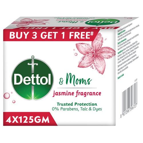 Dettol & Moms Jasmine Fragrance Soap, 125 G (Buy 3 Get 1 Free)