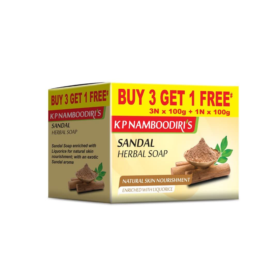K.P. Namboodiri S Sandal Herbal Soap, 100G Each, 4 Pieces (Pack Of 2)