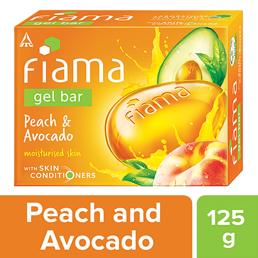 Fiama Peach & Avocado Gel Bar, For Moisturisation, With Skin Conditioners, 125 G