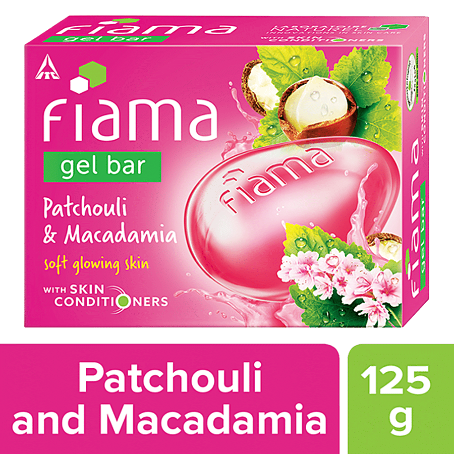 Fiama Patchouli & Macadamia Gel Bar, Makes Soft Glowing Skin, With Skin Conditioner, 125 G