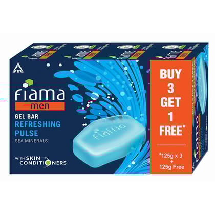 Fiama Men Refreshing Pulse Gel Bar, With Sea Minerals, With Skin Conditioners, 125G