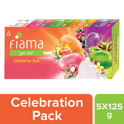 Fiama Gel Bar Celebration Pack With 5 Unique Gel Bars & Skin Conditioners For Moisturized Skin, 125 G