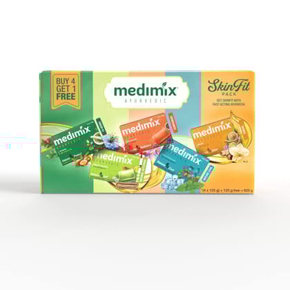 Medimix Ayurvedic Skinfit Bathing Soaps 125G (Pack Of 5) Paraben, Free & Sulphate, Free|100% Vegan