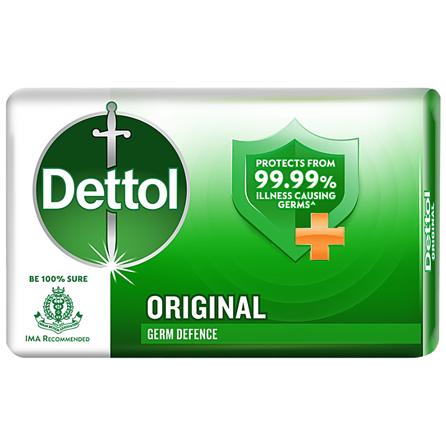 Dettol Bathing Soap Bar, Original, 99.99% Germ Protection, Dermatologically Tested, 75 G