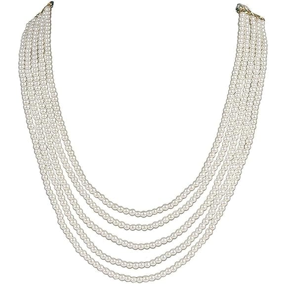 Manbhar Gems - Semi Precious Crystal Gemstone Beads Five Layer Necklace For Girl and Women Round Faceted Beaded Mala Fashion Jewellery