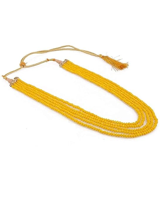 Manbhar Gems - Semi Precious Crystal Gemstone Beads Five Layer Necklace For Girl and Women Round Faceted Beaded Mala Fashion Jewellery