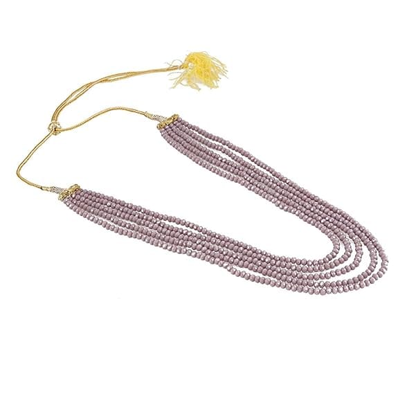 Manbhar Gems - Semi Precious Crystal Gemstone Beads 5  Five Layer Necklace For Girl and Women Round purple Faceted Beaded Mala Fashion Jewellery purple colour 