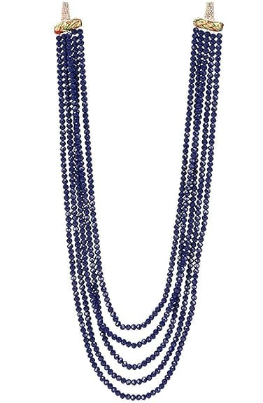 Manbhar Gems - Semi Precious Crystal Gemstone Beads Five Layer Necklace For Girl and Women Round Faceted Beaded Mala Fashion Jewellery