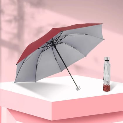 Multicolor 3-Fold Umbrella featuring Double Layer Construction for UV Protection (Color May Vary)