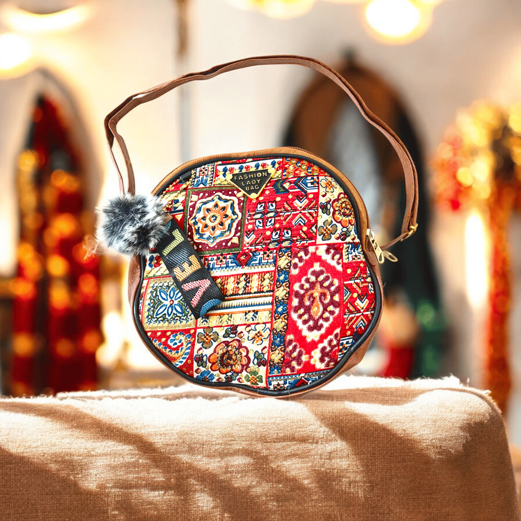 Jaipuri Sling Bag for Women – Handcrafted Ethnic Round Crossbody