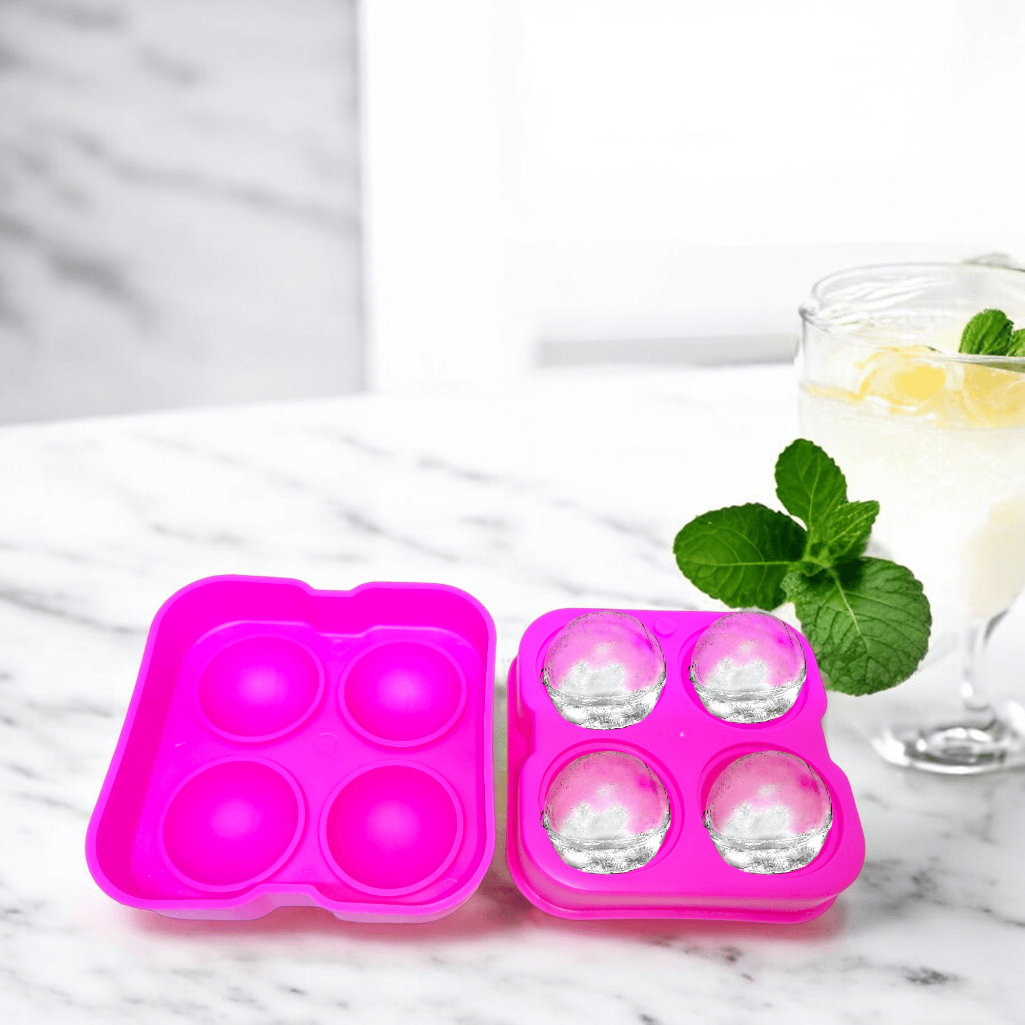 Round Ice Ball Maker Mold - Create Perfect Ice Spheres for Cocktails, Whiskey & More - BPA Free & Dishwasher Safe