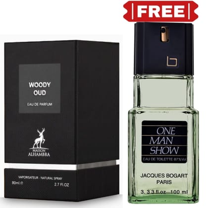 Lattafa Woody Oud EDP 80ml Free One Man Show 100ml | Luxury Arabic Perfume Combo for Men | Long-Lasting & Bold Fragrance