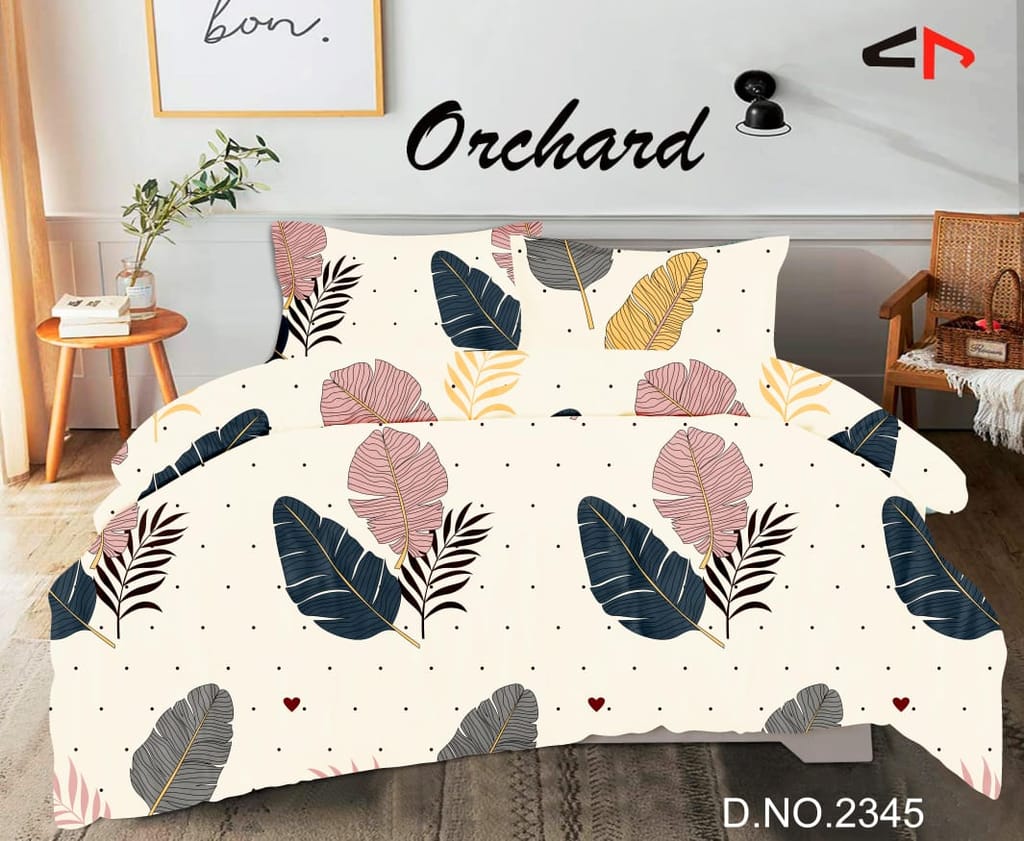 210 TC Cotton Feel | Printed King Size Bedsheet With 2 Pillow Covers