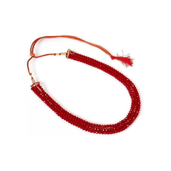 Manbhar Gems - Semi Precious Crystal Gemstone Beads 3 Layer 16 Inch Long Multistrand Necklace for Women (Same as Image)mehroon 