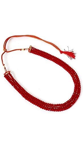 Manbhar Gems - Semi Precious Crystal Gemstone Beads 3 Layer 16 Inch Long Multistrand Necklace for Women (Same as Image)mehroon