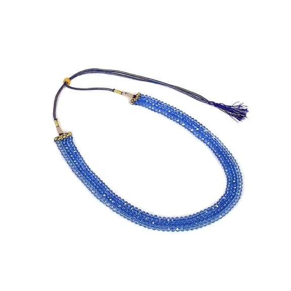 Manbhar Gems And Jewellers -Semi Precious Crystal Gemstone Beads 3 Layer 16 Inch Long Multistrand Necklace for Women (Same as Image) firozi water