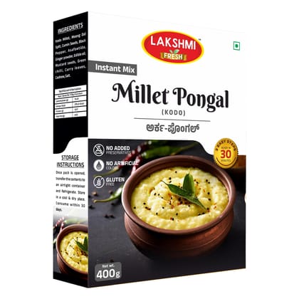 Lakshmi Fresh Kodo Millet Pongal 400g | Instant & Ready-to-Cook | Gluten-Free & Healthy Breakfast Mix