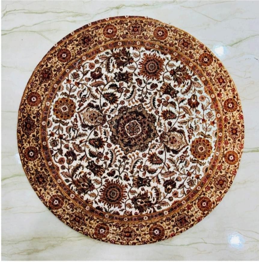 Luxury Hand Tufted Wool & Silk Floral Medallion Center Area Rug