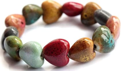  Lovely Handmade Bracelet with Colorful Ceramic Heart Beads