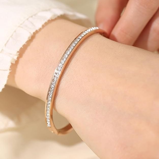  Luxury pulseira feminina bangle dourado cravejado zircônia