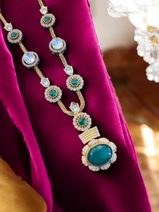 Stunning Gold and Emerald Pendant Set By Dia Art Jewels
