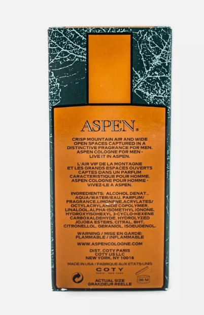 Aspen by Coty for Men Eau de Cologne 118ml - Fresh Woody Fragrance - Buy 1 Get 1 Free
