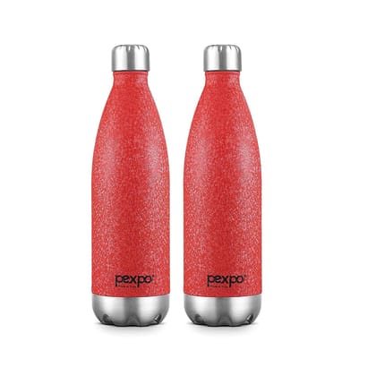 Pexpo Stainless Steel Hot and Cold Vacuum Insulated ISI Certified Flask, 500ml, Pack of 2, Red, Electro | Lightweight & Keeps Drinks Hot/Cold for 24+ Hours