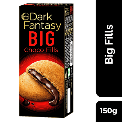 Sunfeast Dark Fantasy - Big Choco Fills, Original Filled Cookies With Choco Creme, 150 G Carton