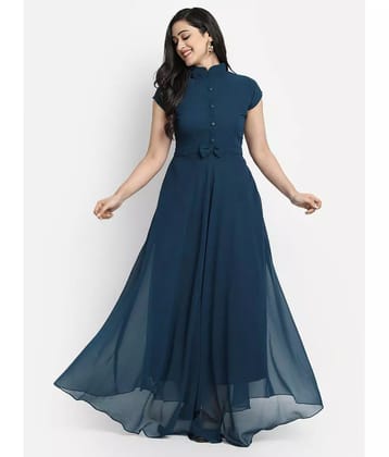 Femvy - Blue Georgette Women's Gown ( Pack of 1 ) - None