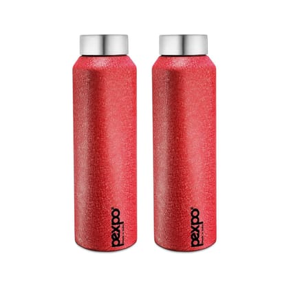 PEXPO Stainless Steel Fridge Water Bottle, 1000 ml, Pack Of 2, Red, Vertigo | Eco-Friendly Water Bottle Suitable For Adults & Kids