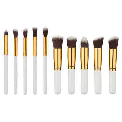 Bingeable Professional Makeup Brushes Set Soft Synthetic Multi Purpose Makeup Brushes (White\Multi Color) (Pack of 10)