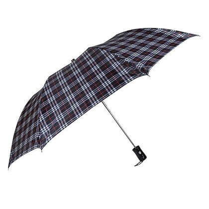Fendo Emmott 2 FOLD AUTO Open 24.5 Inch Sun And RainProof Regural Umbrella For Men And Women (Checks/Silver)