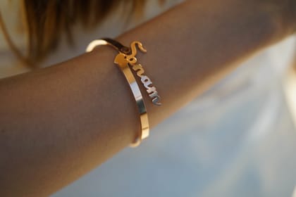 Personalized Laser cut heart kada-22K Gold plated