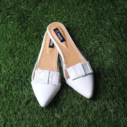 The Finska Cookie Ribbon Mules in White-35