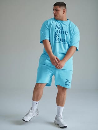 No One Is You Cotton Mens T Shirt and Shorts Combo Set (Plus Size)-XL