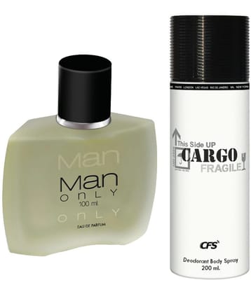 CFS Man Only Black EDP Long Lasting Perfume & Cargo White Deodorant Body Spray