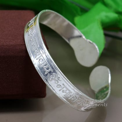 925 sterling silver handmade design Divine shiva mantra "Aum namah shivay" Bangle cuff bracelet kada, best unisex tribal jewelry cuff137