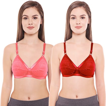 Bodycare Women Cotton Spandex Full Coverage Non Padded Regular Bra Pack - 2 E1528PIRED Bodycare Women Cotton Spandex Full Coverage Non Padded Regular Bra Pack - 2 E1528PIRED