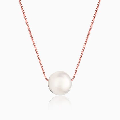 Rose Gold White Pearl Necklace