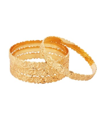 The Jewelbox Nakshi Gold Plated Kada Bangle Set of 4 - 2.6