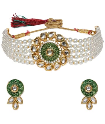 PUJVI - Green Alloy Necklace Set ( Pack of 1 ) - Green