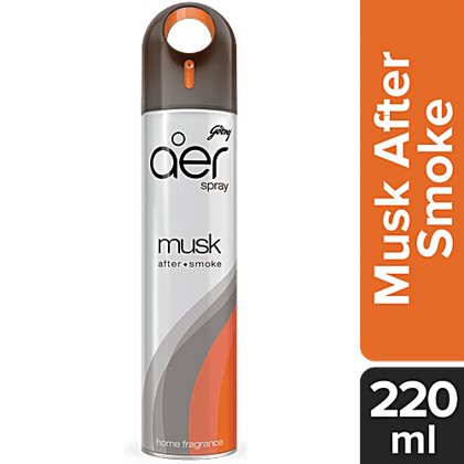 Godrej Aer Spray - Home & Office Air Freshener, Musk After Smoke, 220 ml
