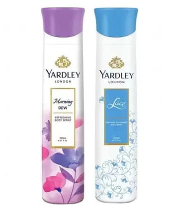 Yardley London Lace Morning Dew Deodorant Spray - For Men & Women  (150 ml each, Pack of 2).